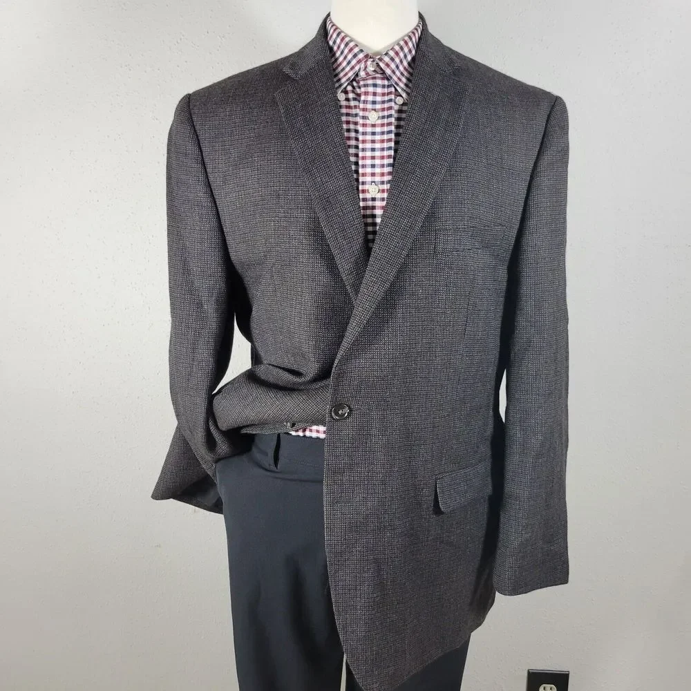 Chaps Men's Tweed Sport‎ Coat Blazer Two Button Brown Wool Size 46L
